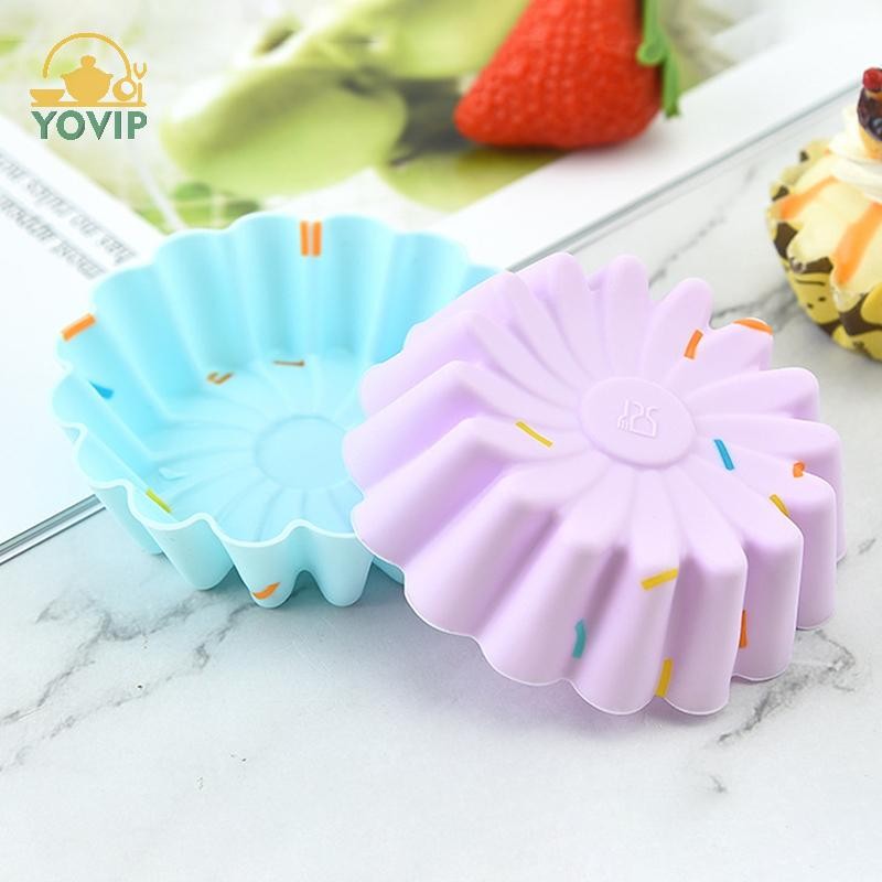 YOVIP 5 Cái / bộ Khuôn Cốc Bánh Silicon 3D Tròn Hình Trái Tim Vuông Bánh Cốc Muffin Cupcake Nhà Bếp Máy Nướng DIY Dụng Cụ Trang Trí Bánh VN