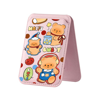Âm Nhạc Gấu Nâu Họa Tiết Hoạt Hình Ví Cho iPhone 16 15 14 13 12 pro Max 16Plus 17PROMAX Thẻ Giá Đỡ Điện Thoại Cho Ốp Lưng Bỏ Túi Bao