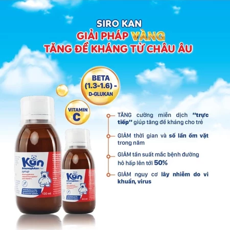 Siro Kan ImunoGlukan hỗ trợ miễn dịch nâng cao sức đề kháng cho bé - chai 120ml