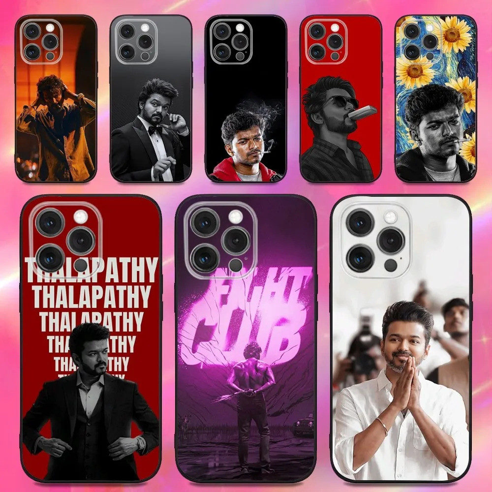 Ốp Điện Thoại TP-2 Thalapathy V-Vijay Ấn Độ Cho iPhone 16, 17,14,13,12,11, Pro, Max, Plus, X, XS, XR, SE, 8,7, Mini, Ốp Lưng Silicon Mềm Màu Đen