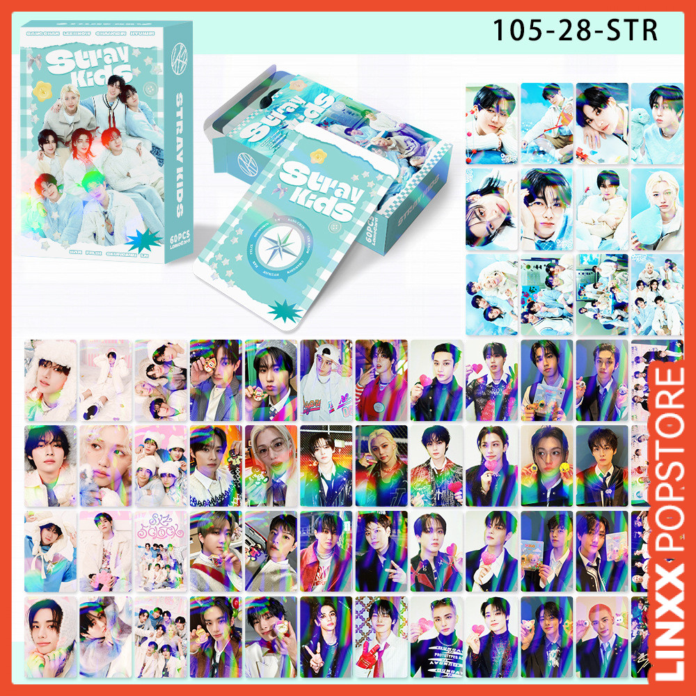 LINXX 60 Chiếc Stray Kids Group Lomo Selfie Cards Độ Nét Cao 3 Inch Laser Holographic Photocards Bộ Sưu Tập Quạt Kpop Merch Bộ Quà Tặng
