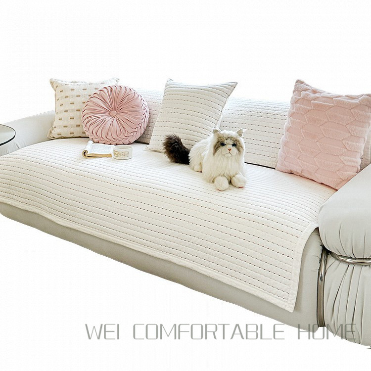 Rửa Nguyên Chất Cotton Sọc Chống Trơn Trượt Đệm Ghế Sofa Kết Hợp Hình Chữ L Đệm Sofa Vỏ Khăn Cotton Nguyên Chất Đệm