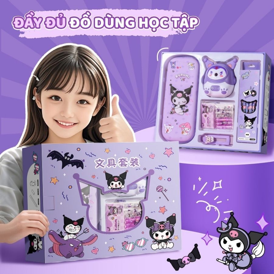 Set Văn Phòng Phẩm Học Tập Màu Tím - Bộ Đồ Dùng Học Tập Cao Cấp, Dễ Thương Cho Học Sinh