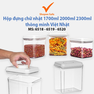 Hộp đựng thực phẩm chữ nhật thông minh Việt Nhật 1700ml 2000ml 2300ml - 6518/ 6519/ 6520