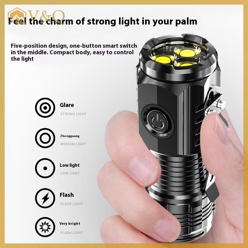 Littleloves1 1 Bộ Nhựa Ba Mắt Siêu Mạnh Mẽ Đèn Pin Sạc Đèn Pin Đèn Pin Công Suất Cao Led Đèn Pin EN