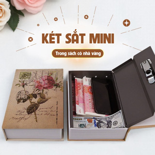 Két Sắt Mini Hình Quyển Sách - Hộp Tiền Khóa Số An Toàn, Ngụy Trang Kín Đáo, Họa Tiết Đa Dạng, Dùng Để Trang Trí