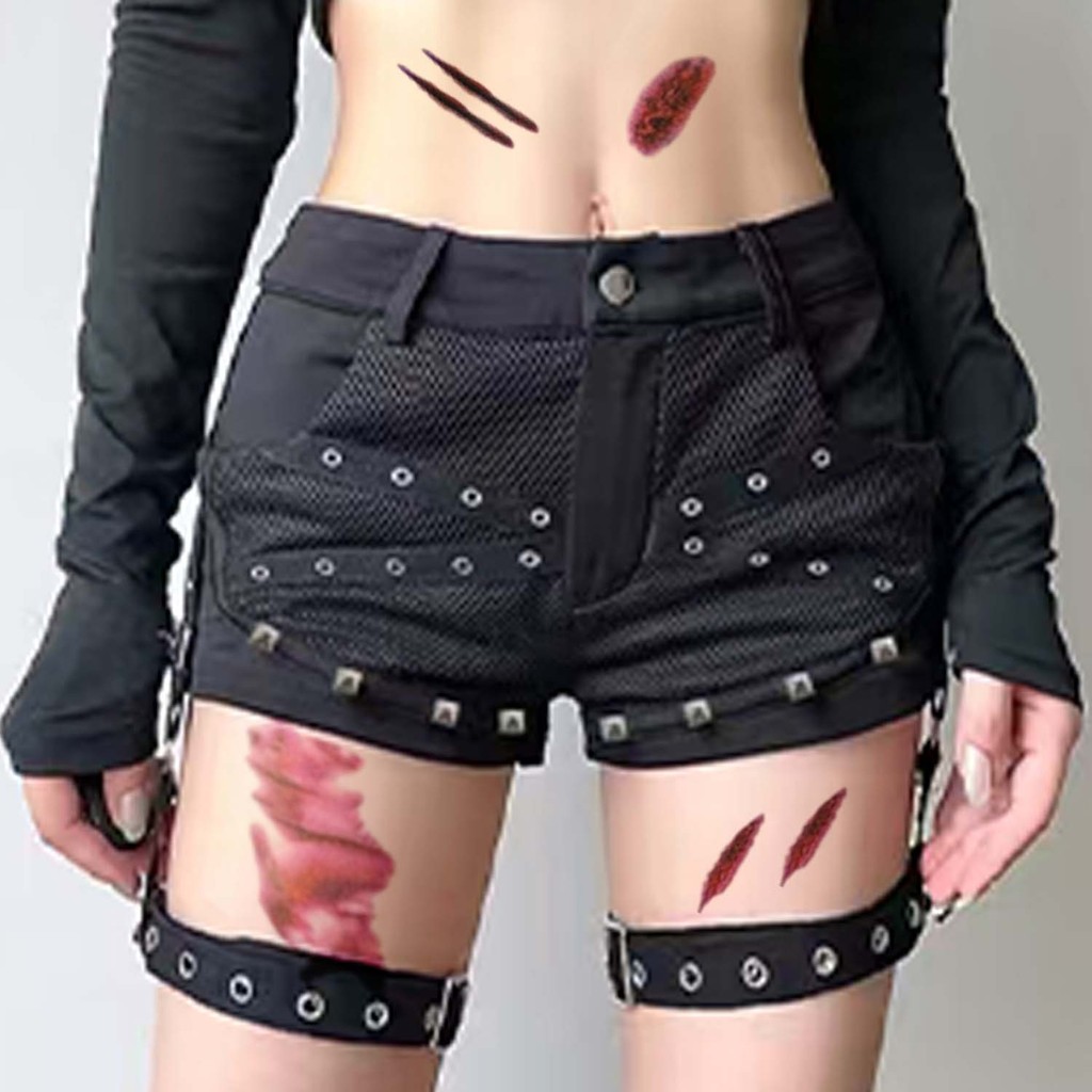 Trang trí Halloween 8,5x14cm - Nhãn dán hình xăm mô phỏng vết thương thật, phù hợp cosplay vàparty