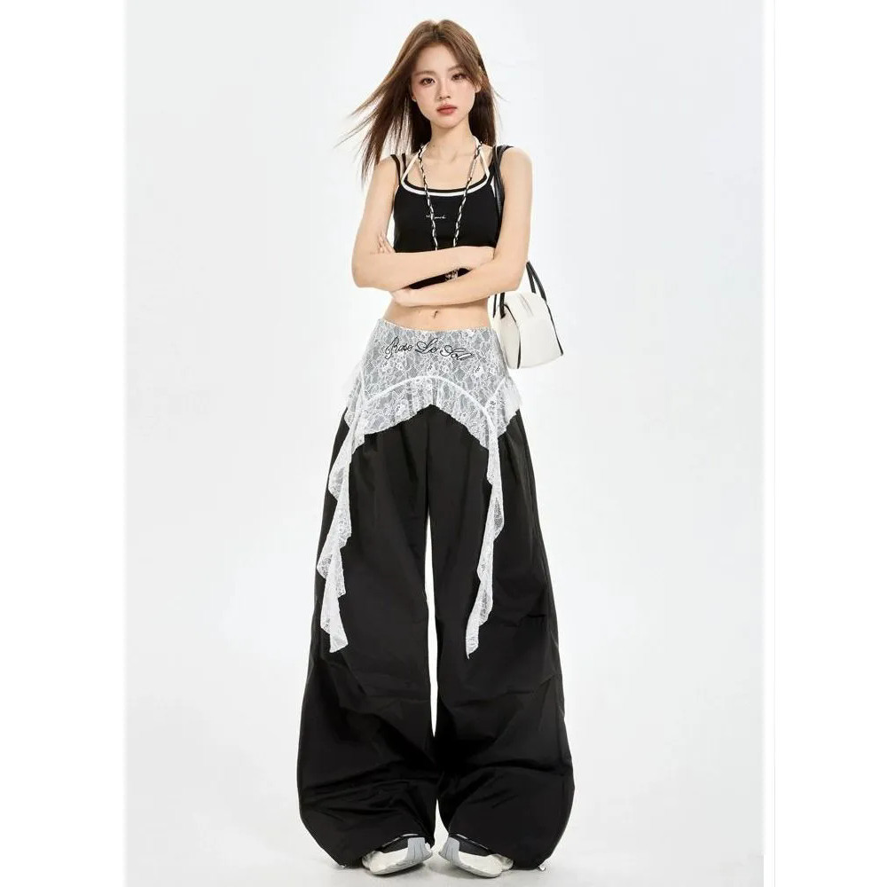 Milyfashion Ren Thêu Fart Rèm Mới Niche Độc Đáo Dưới Thân Váy Không Đều Ruy Băng