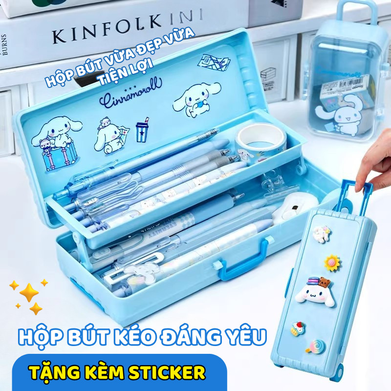 Hộp Bút Vali Ngộ Nghĩnh - Hộp Đựng Bút Chì Xinh Xắn Tiện Lợi, Chia Ngăn Khoa Học, Phù Hợp Cho Bé Đi Học