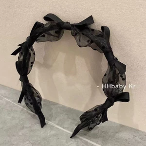 Hepburn Phong cách Pháp, Organza Chấm Bi Nơ Đầu Bandeau FICU
