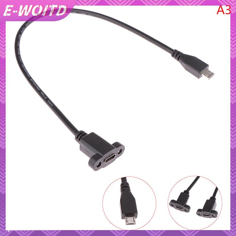 E-WOITD Micro Type USB 3.1 Đầu nối nam sang Type-c USB 3.1 Cáp nối dài nữ 17mm có vít Bảng điều khiển lỗ gắn 0. HNVN