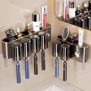Chất liệu nhựa, Giá đựng bàn chải đánh răng, Kệ tích hợp, Cốc súc miệng điện, Không đục lỗ treo tường, Cốc đựng kem đánh răng