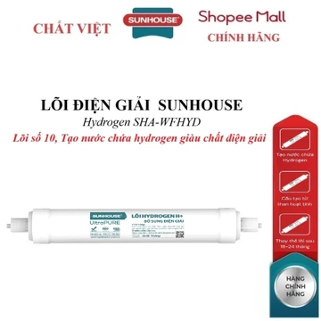 Lõi điện giải SUNHOUSE Hydrogen SHA-WFHYD, lõi số 10, Cấu tạo từ than hoạt tính, chất điện giải Magnesium