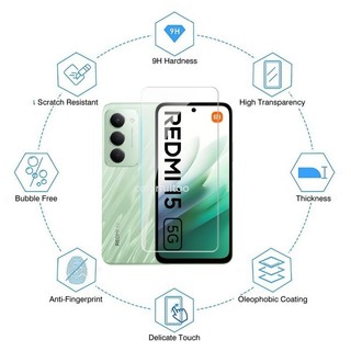 Redmi 15 5G 2025 2in1 Kính Bảo Vệ Cho Xiaomi Redmi 15 Redmi15 4G 5G 9H HD Điện Thoại Mặt Trước Kính Cường Lực Phim Bảo Vệ Màn Hình Camera Mặt Sau Ống Kính Phim