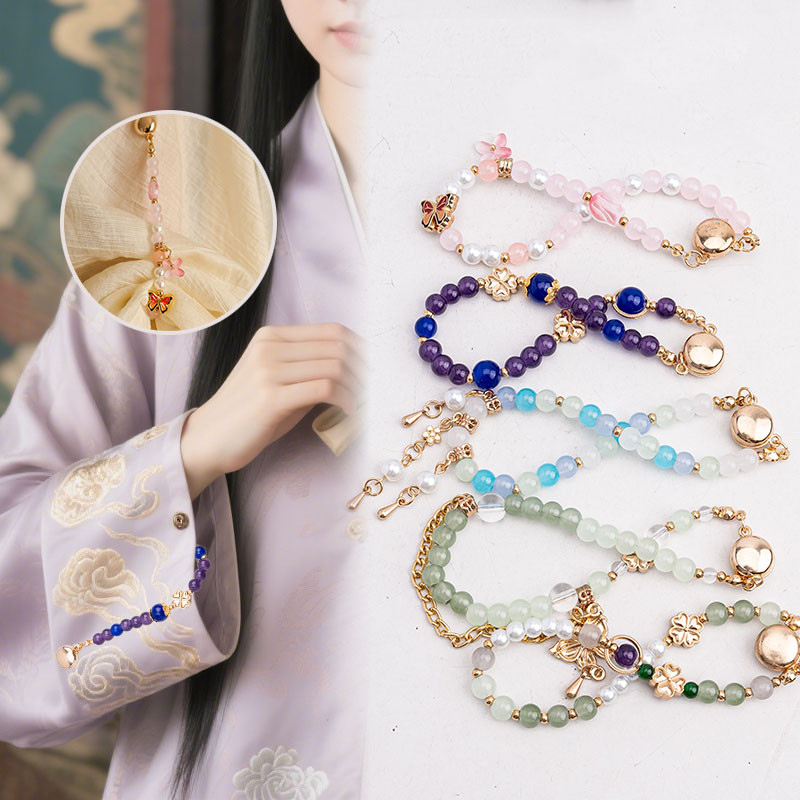 Khuy sét cuộn từ tính tinh tế đính hạt với dây xích cố định đa năng