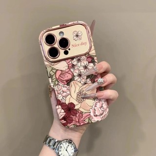 Sang Trọng Retro Cửa Sổ Lớn Tranh Sơn Dầu Cánh Hoa Ốp lưng iPhone16 15 14 13 12 11 Pro Max Chống Sốc Bảo Vệ Camera Chống Rơi Ốp Lưng Mềm