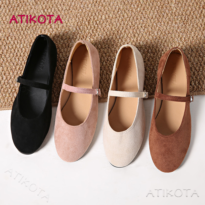 Giày Đế Bằng Nữ Atikota Slip-on Thời Trang Màu Trơn Phù Hợp Với Thoải Mái Nhẹ Đế Bằng Thường Ngày