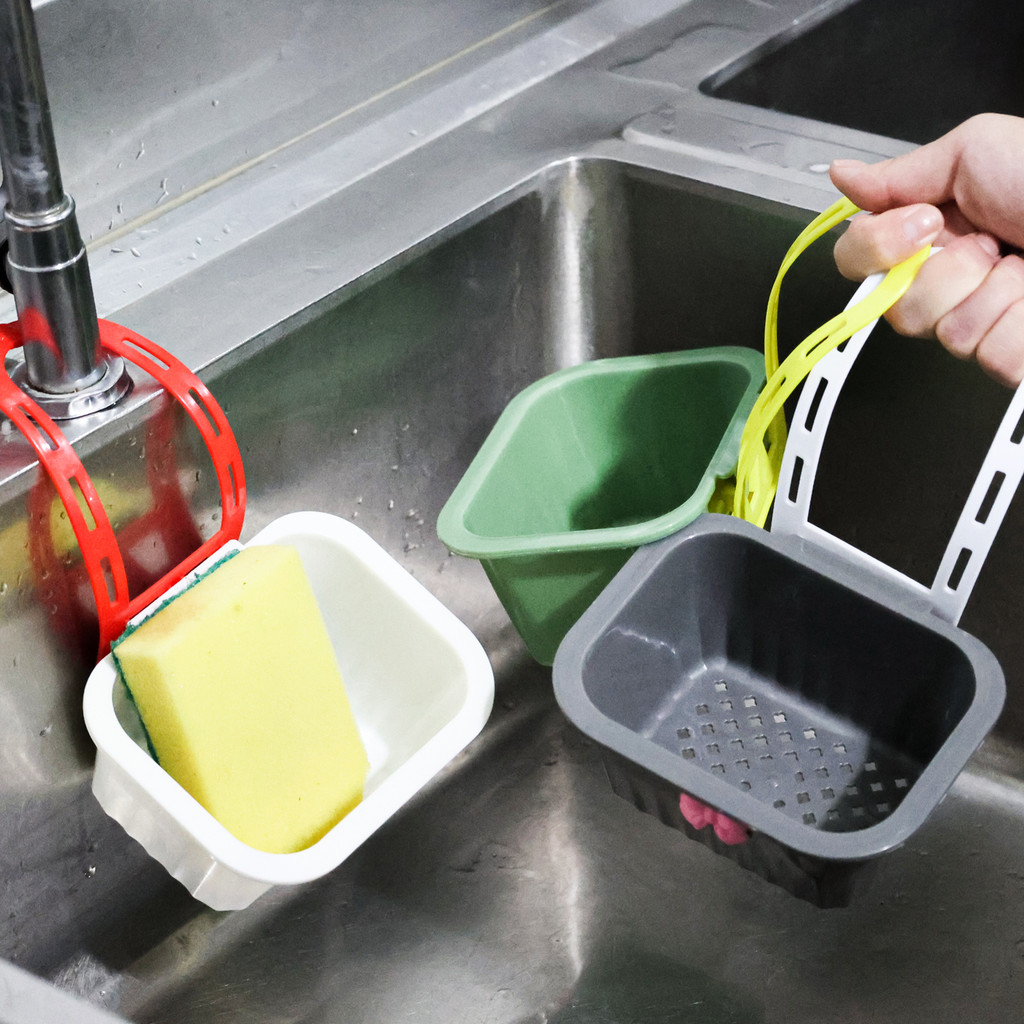 [H & L] Giỏ thoát nước ABS hạng nặng có móc treo, Dụng cụ lọc nhà bếp đa năng để rửa chén / lọc thực phẩm, Phụ kiện lưu trữ bồn rửa tiết kiệm không gian