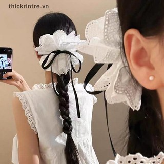 Kẹp Tóc Ren Đuôi Ngựa Hoa Trắng, Phù Hợp Cho Cô Gái Trẻ Trung Và Thanh Lịch