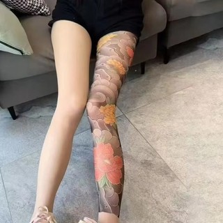 COZYNEST Quần Legging Lưới Cao Cấp Cho Nữ Mùa Hè, Thiết Kế Hoa Mẫu Đơn và Họa Tiết Xăm Giả Gợi Cảm