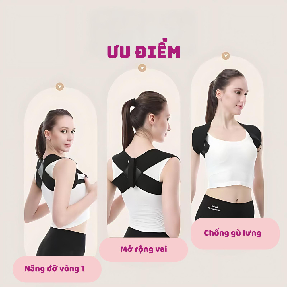 Đai Chống Gù Lưng Nam Nữ Đai Đeo Chống Gù Lưng Đai Nâng Ngực Bảo Vệ Vai Gáy Cột Sống
