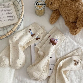 Set 5 đôi tất cao cổ nữ họa tiết thú cưng dễ thương GOMTAT, vớ chân cute chất cotton mềm mịn, co dãn – JIN-2516-CB5