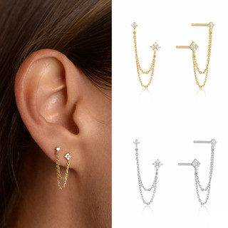 Bông tai zircon bạc S925 thiết kế thời trang đơn giản, phù hợp làm quà tặng