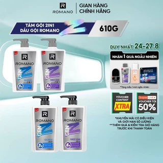 Tắm gội cho nam 2in1 cho nam / Dầu gội nam Romano Gen Z hương Sea Breeze/ Forest Cedar 610g / chai - 2 mùi hương có sẵn