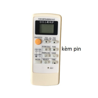 tay điều khiển remote từ xa điều hòa Mitsubishi nút vàng mặt đen-kèm pin-tay đầu bấm điều hòa mitsubishi nút vàng