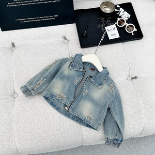 K101-[tomnaukids] Áo khoác Jean bò croptop  cá tính cho bé gái Size từ 8-30Kg
