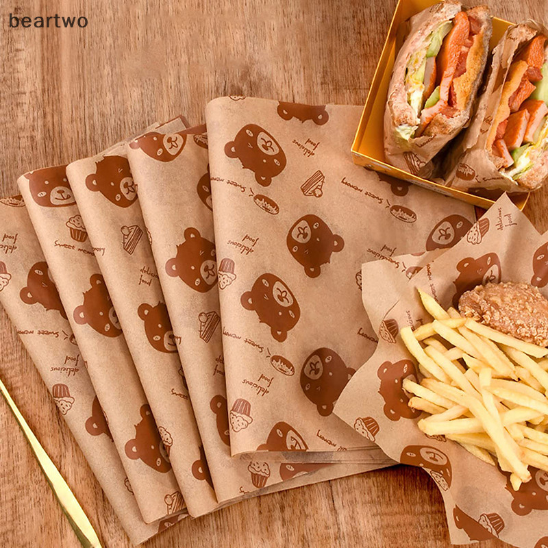 < Beartwo > 50 Chiếc Giấy Bao Bì Sandwich Hoạt Hình Bọc Gói Dùng Một Lần Hộ Gia Đình Chống Dầu Cuộn Gà Ăn Sáng Nướng Dụng Cụ Nhà Bếp Đẹp