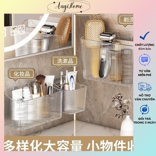 Giá nhựa vân sọc đựng đồ treo tường đa năng tiện dụng 3 phân loại ANGIHOME