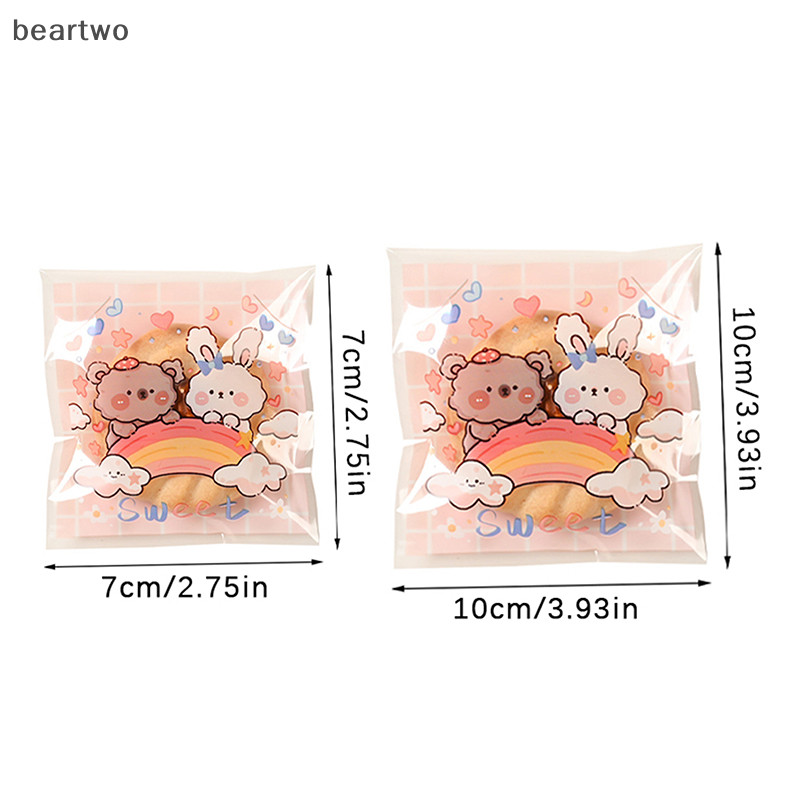 < Beartwo > 100 Cái / lốc Túi Nhựa Và Kẹo Hoạt Hình Túi Quà Tặng Tự Dính Cho Đồ Dùng Tiệc Cưới Túi Bao Bì Bánh Quy Đẹp