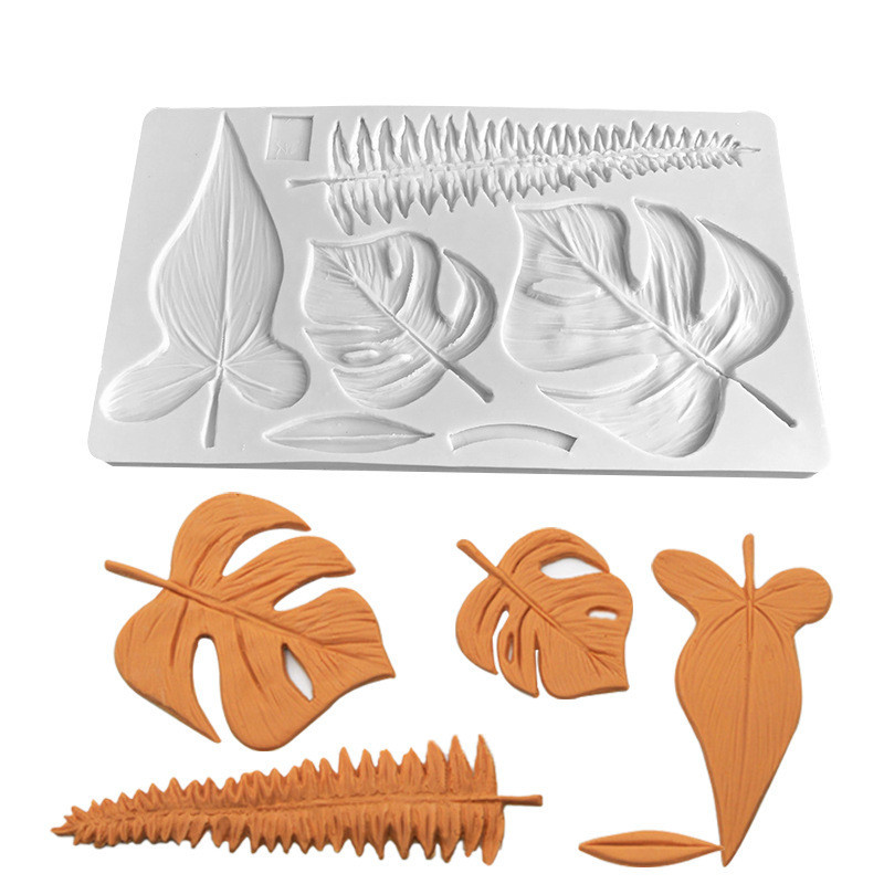 Lá Nhiệt Đới Monstera Lá Dương xỉ Flamingo Khuôn Silicon Nướng Bánh Sô Cô La Trang Trí Khuôn Làm Bánh DIY