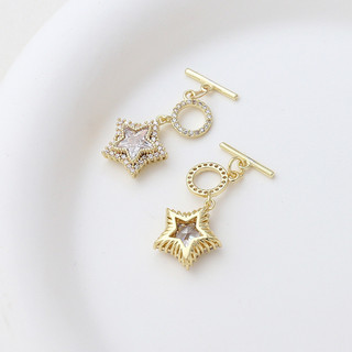 Thật Mạ Vàng Giữ Màu Full Zirconium Ngôi Sao OT Khóa Kết Nối Khóa DIY Handmade Trang Sức Vòng Cổ Đính Hạt Phụ Kiện Chất Liệu