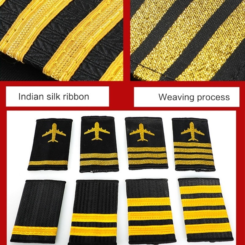 Dasbsug Phi công Epaulets Phi công chuyên nghiệp Phi công Epaulet Biểu diễn sân khấu Đạo cụ Epaulet Đồng phục Phụ kiện 2 chiếc