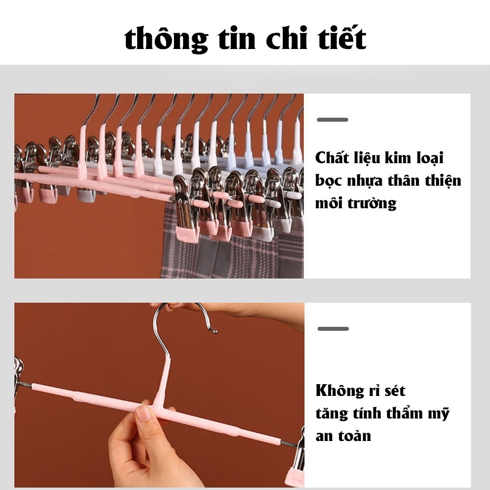 Combo 10 móc kẹp quần áo chất liệu thép không gỉ chống trơn trượt,  móc kẹp quần, tất vớ, siêu tiện lợi