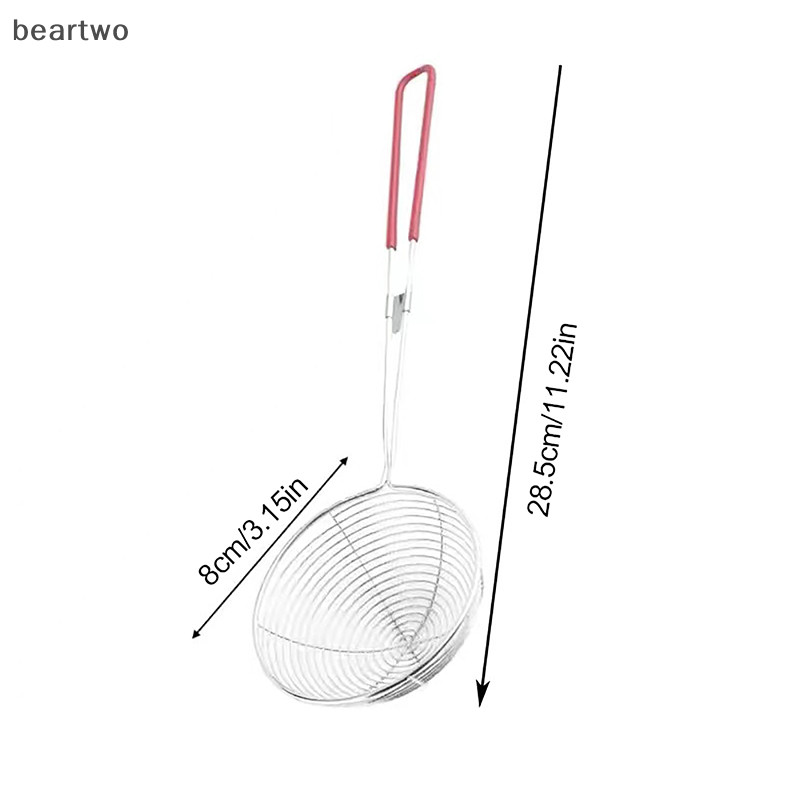 < Beartwo > 1 Bộ Lọc Tay Cầm Màu Đỏ Thép Không Gỉ Bong Bóng Trà Dầu Trà Sữa Ngọc Trai Thìa Lọc An Toàn Tròn Đẹp Nhà Bếp Tiện Ích
