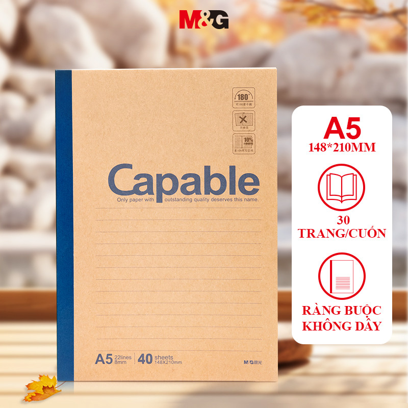 M&G portable notebook A5 kraft paper wireless binding book, thickened ...