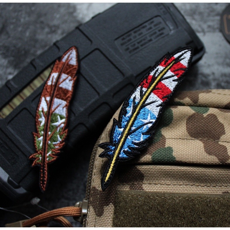 Patch_miếng dán velcro vải huy hiệu lông vũ_chiến thuật _retro