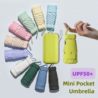 Upf50 + Mini Gấp Ô Vinyl Sun Shade Umbrella Túi Nhỏ Mưa Du Lịch Ô Bảo Vệ Tia Cực tím Viên Parasol