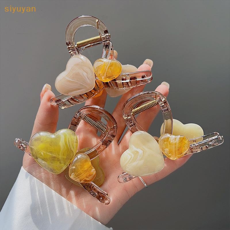 Siyuyan Thanh Lịch Thạch Màu Trái Tim Kẹp Tóc Cho Nữ Cô Gái Ngọt Acrylic Phụ Kiện Tóc Tinh Tế Trang Sức Kẹp Tóc VN