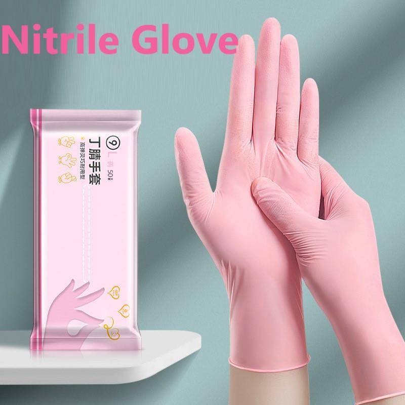 30 Chiếc Găng Tay Màu Hồng Dùng Một Lần Găng Tay Cao Su Nitrile Cao Su Cho Nhà Bếp Rửa Chén Làm Vườn Hộ Gia Đình Vệ Sinh Găng Tay Thẩm Mỹ Viện