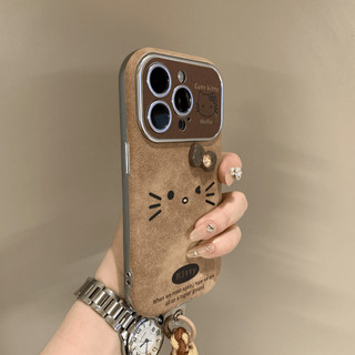 Ốp điện thoại hình dòng cửa sổ lớn sang trọng KT Cat cho iPhone16 15 14 13 12 Pro Max Vỏ bảo vệ camera chống sốc Vỏ lưng mềm