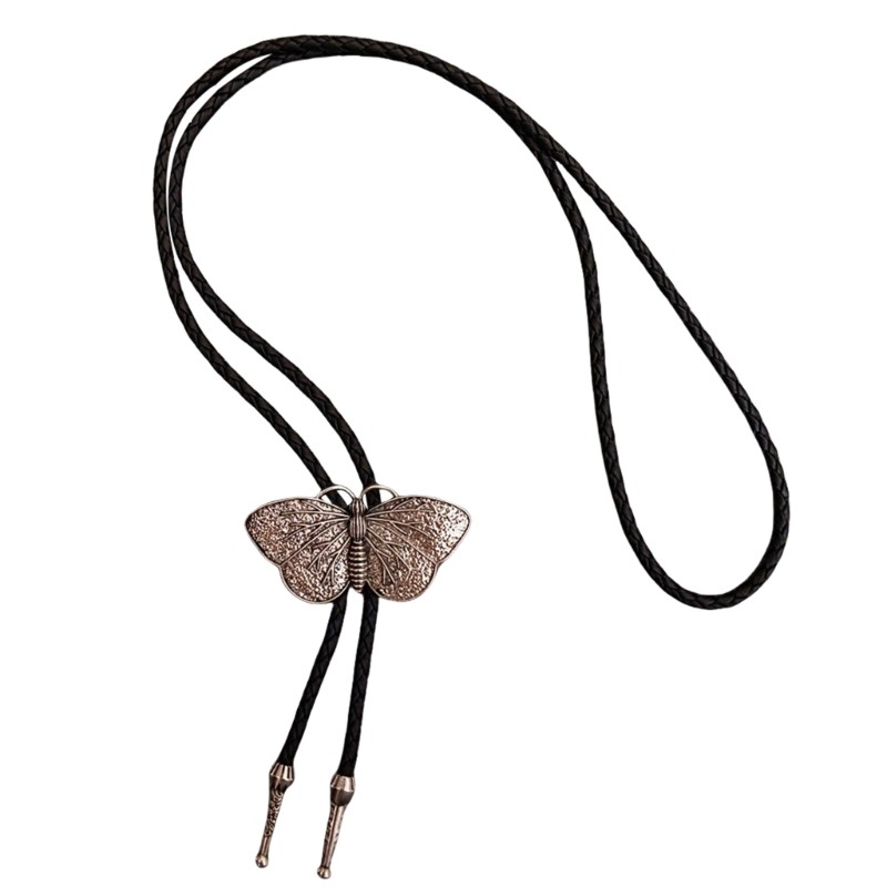 Dasbsug Rodeos Bolo Tie Dành Cho Nam Nữ Kim Loại Đại Bàng Bướm Mặt Dây Da Cà Vạt