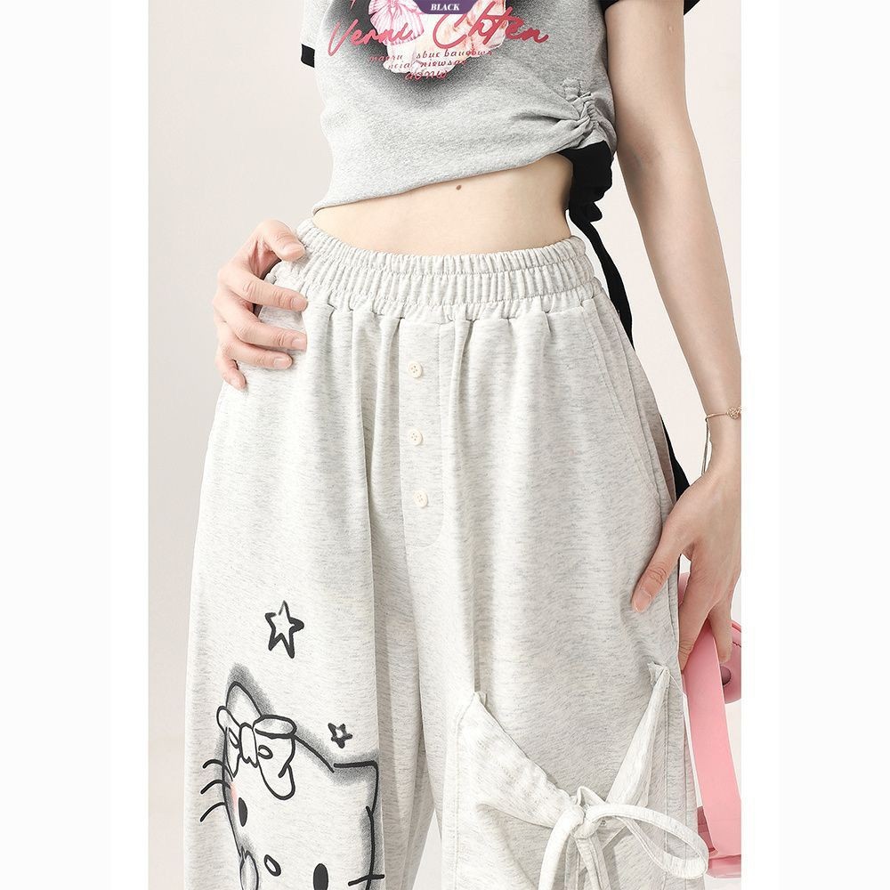 Hello Kitty Graffiti Sweet Sister Quần ống rộng thông thường dành cho nữ Mùa hè mới thẳng kéo quần công sở [BL]