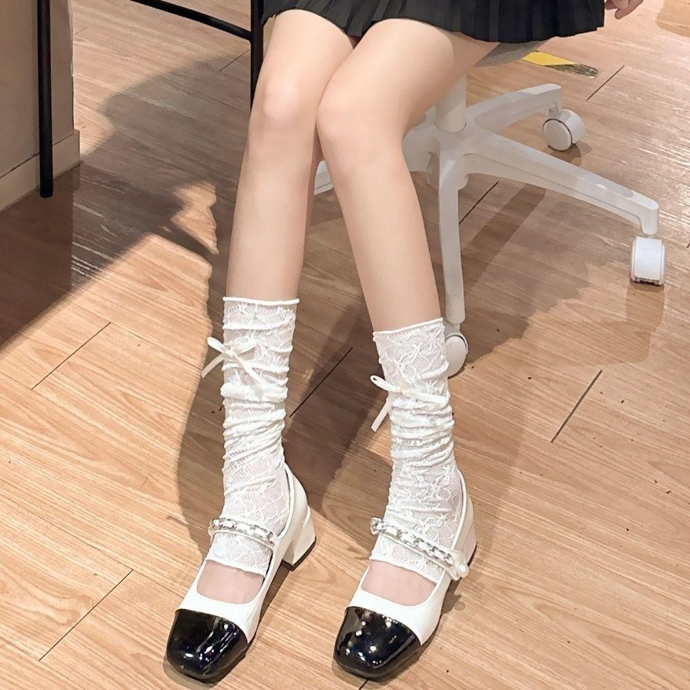 Găng tay ren Lolita punk gothic có dây nơ ngón, phù hợp cho nữ và bé gái chống nắng