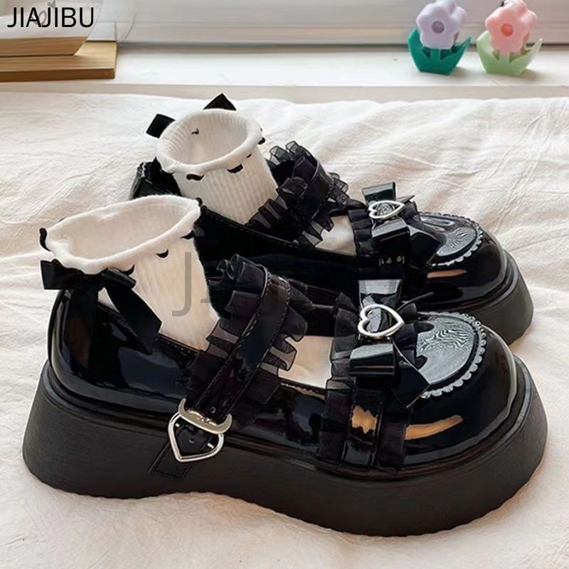 Size 34-46 Giày Nữ Cỡ Lớn 45 Giày Da Gót Dày Khóa Tình Yêu Phong Cách Anh Quốc 44 Giày Đi Học Màu Đen 43 Korean Fashion Platform Mary Jane Shoes 42 Giày Công Chúa Đế Mềm Màu Be Y2K Mũi Tròn Chống Trơn Trượt Japanese JK Uniform Lolita Doll Shoes Giày Nhảy