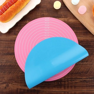 Thảm Nhào BỘT TRÒN Làm Bánh Chia Vạch Silicon 30cm, Thảm Lót Bàn Xoay Làm Bánh Chiệu Nhiệt Trống Trơn Tiện Lợi
