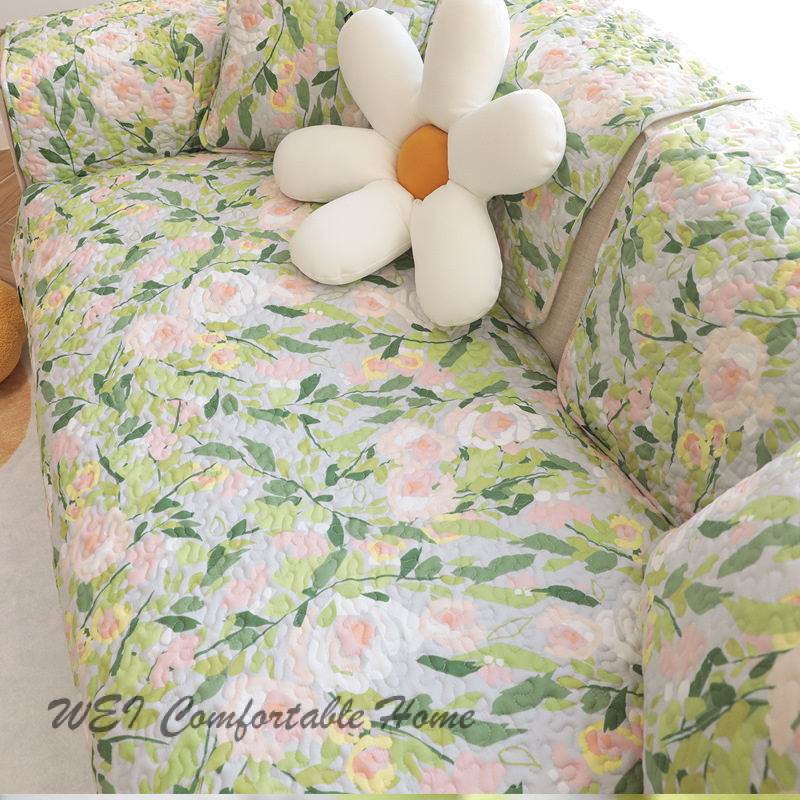 Sản phẩm mới đệm sofa bông hoa nhỏ tươi mát, khăn sofa thông dụng bốn mùa chống trượt, đệm ngồi